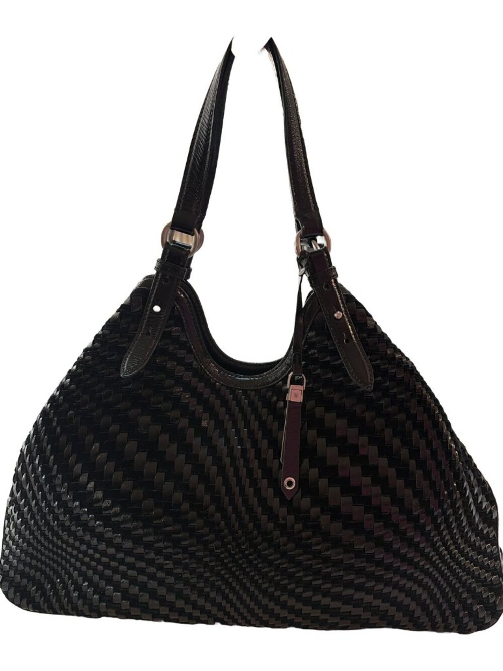 Cole Haan Black Woven Leather Hobo Shoulder Bag